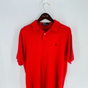 Vintage Polo By Ralph Lauren Golf Logo Classic Blue Pony Polo‎ Shirt Red Size L